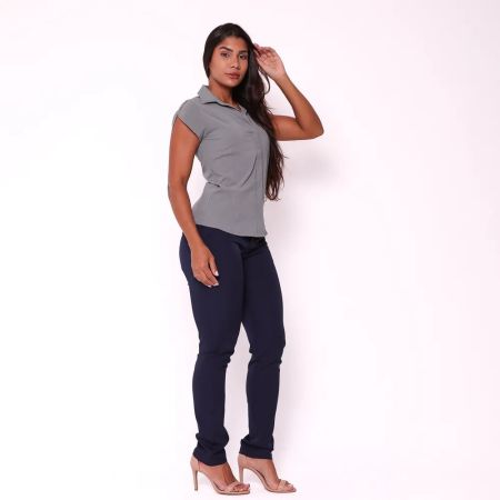 CAMISA FEMININA SOCIAL MANGA CURTA CHUMBO